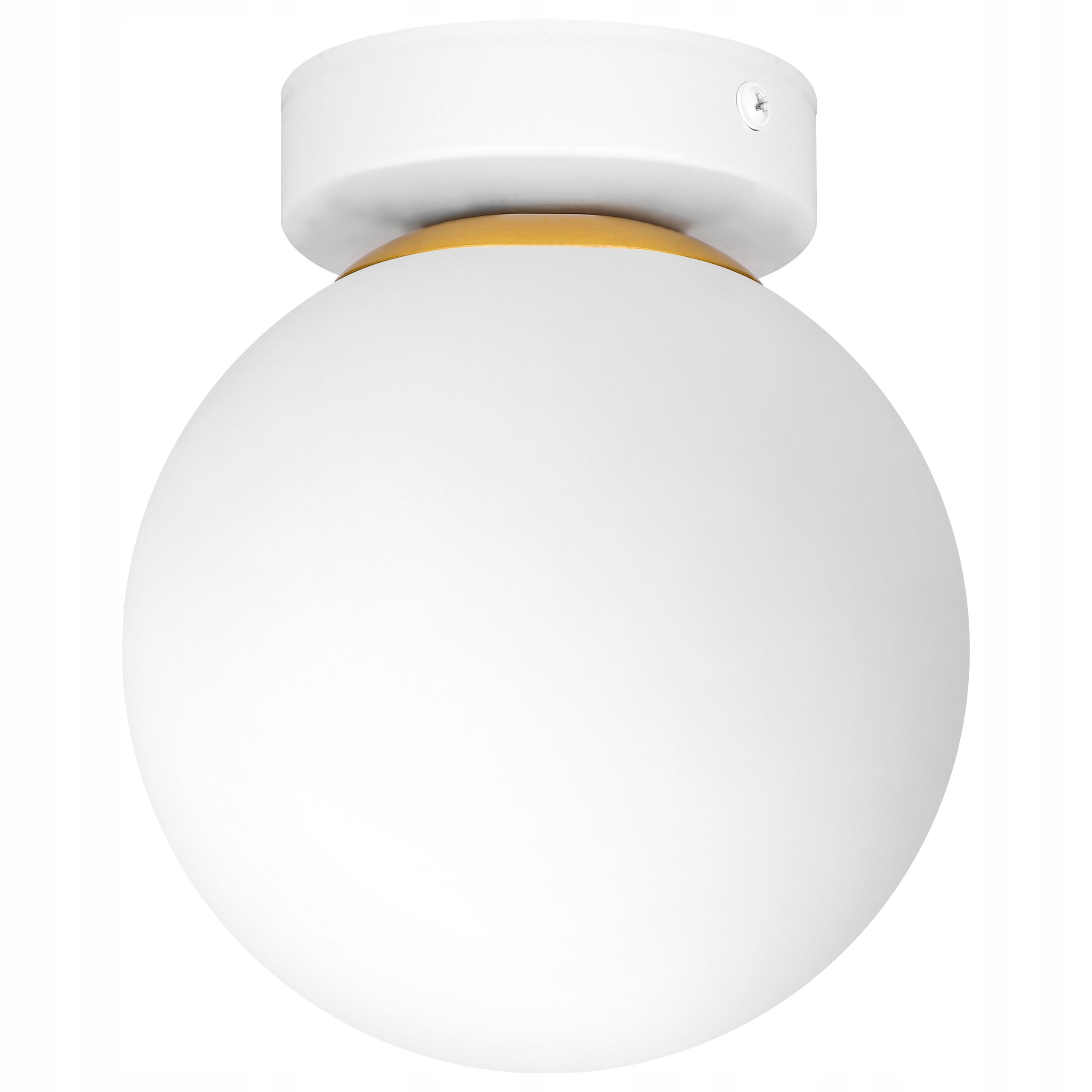 Lampa sufitowa szklana kula LED E27 Bali 15cm kinkiet sufitowy wiszący oprawa biała złota MasterLED