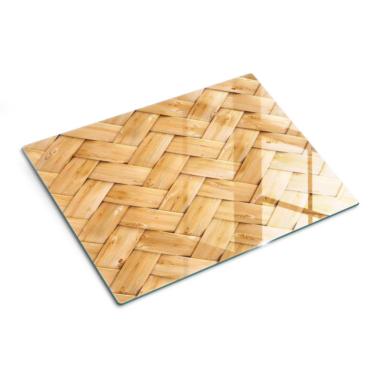 Szklana deska do krojenia z eleganckim motywem dekoracyjnym - Rattan Wzór - 30x40 - Tulup