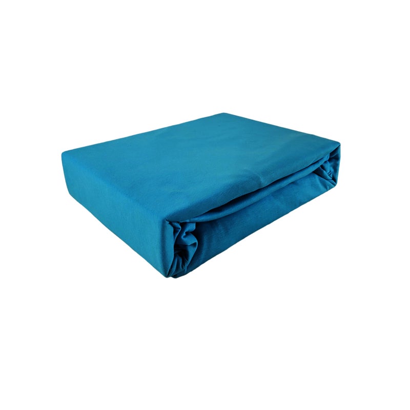 Kam-Pol prześcieradło z gumką jersey bawełniane niebieski 100x210 cm