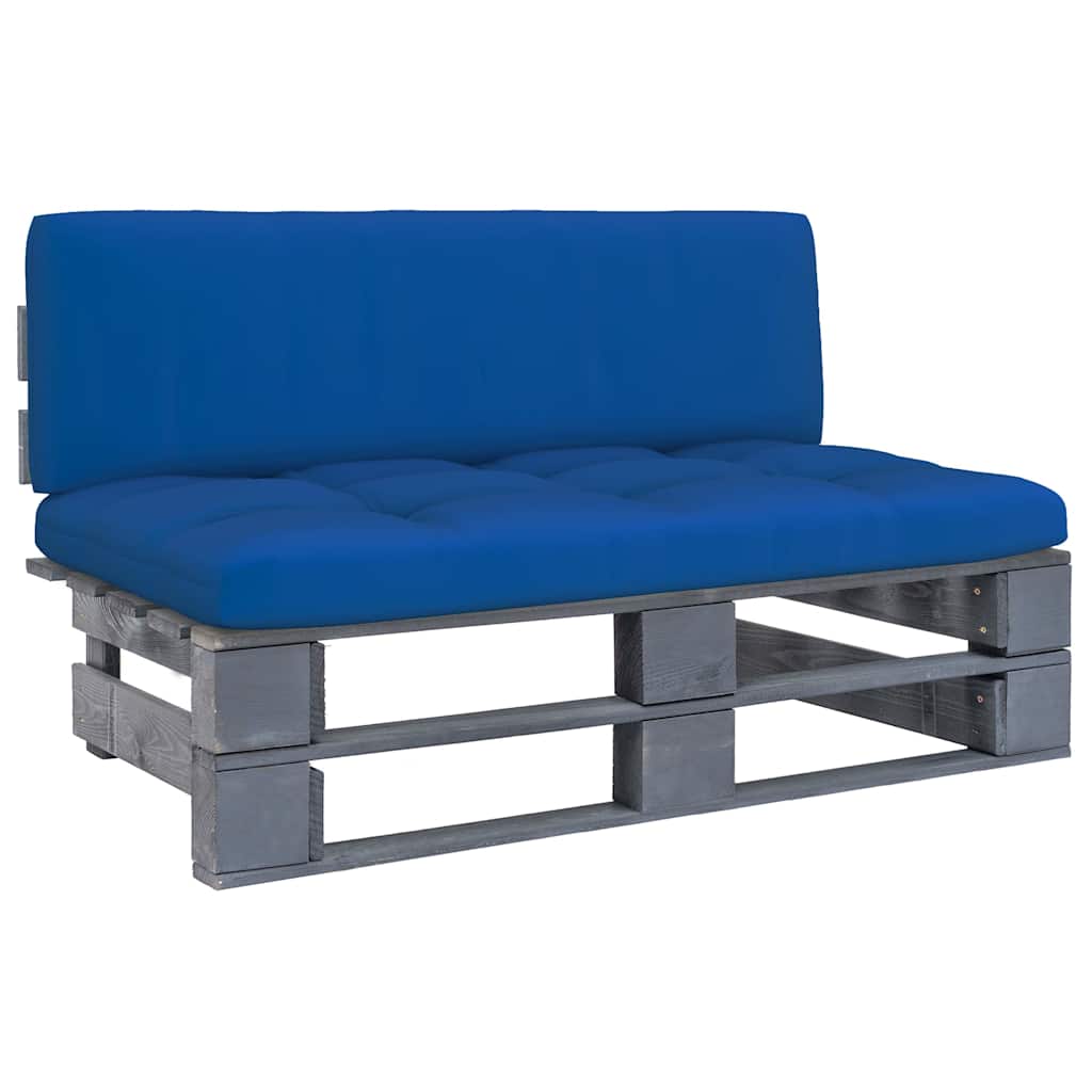 Sofa Ogrodowa Środkowa z Palet z Poduszką Impregnowana Drewniana Szara