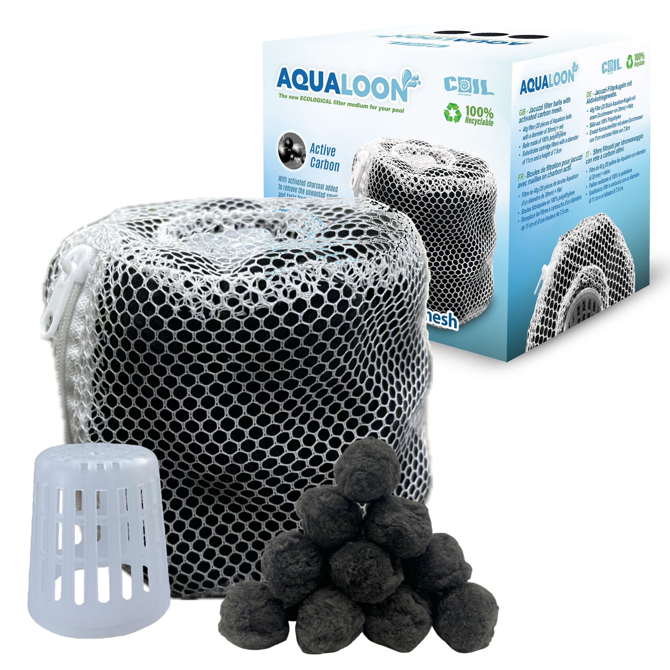 COIL Kulki filtracyjne Aqualoon black zamiennik filtrów kartuszowych do jacuzzi/spa z aktywnym węglem