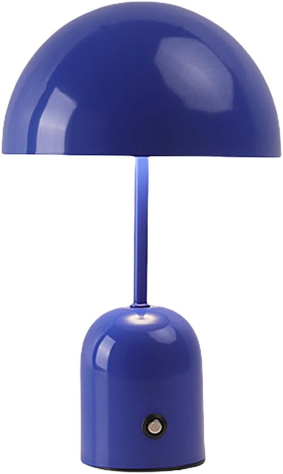 Akumulatorowa lampa LED w kształcie grzybka – bezprzewodowa lampka nocna, 3 poziomy jasności, niebieska