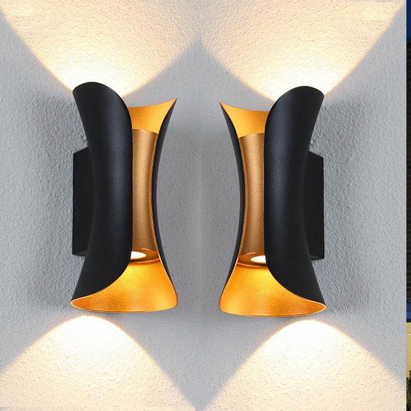 Zestaw zewnętrznych lamp ściennych LED na górną i dolną werandę Nowoczesne aluminiowe lampy ścienne z ciepłym białym światłem