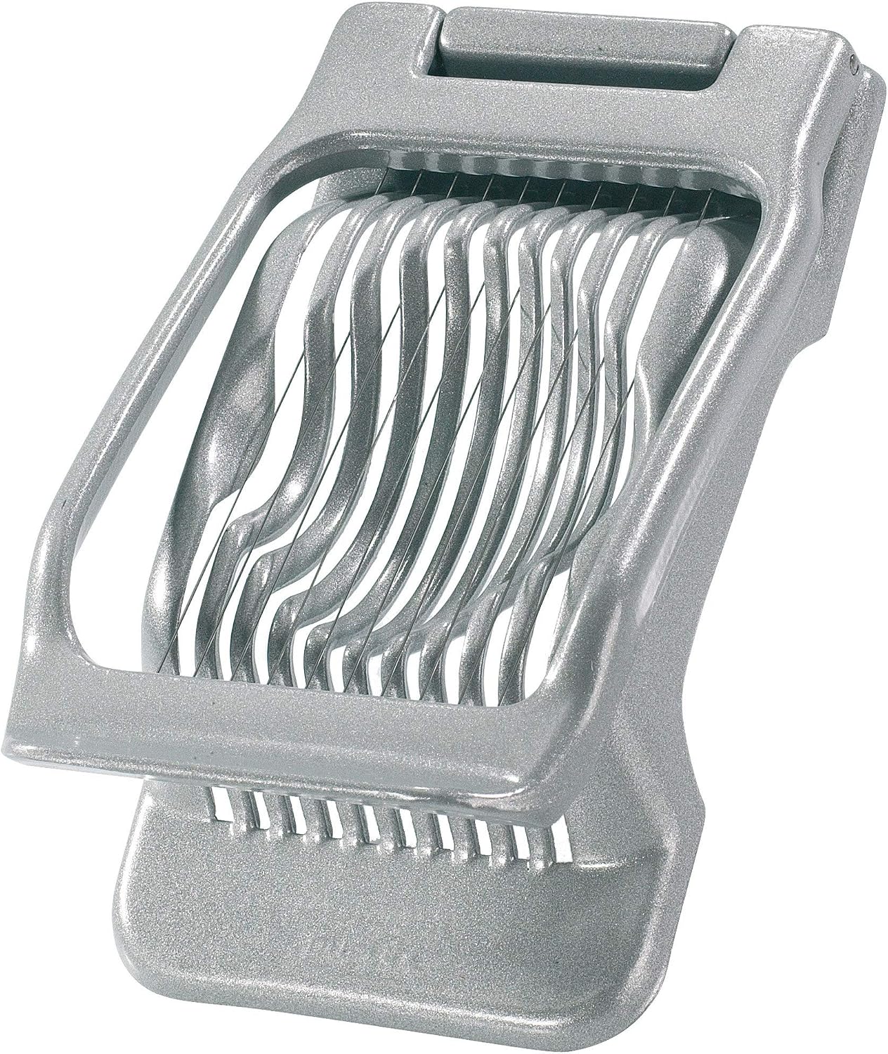 Krajalnica do jajek, do krojenia plastrów okrągłych i owalnych, druty tnące ze stali nierdzewnej napinane pojedynczo, aluminium/stal nierdzewna, dupl