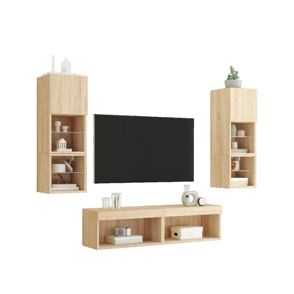Meble TV VidaXL 2 sztuki z oświetleniem LED i designem ściennym