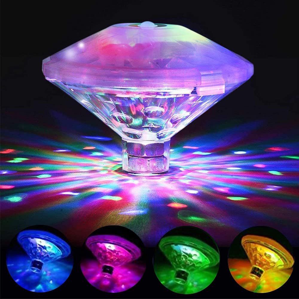 Zanurzalna diamentowa lampka LED, lampka do kąpieli Disco, IP68, podwodna lampka, 7 trybów, zanurzalna lampka do wanny Spa