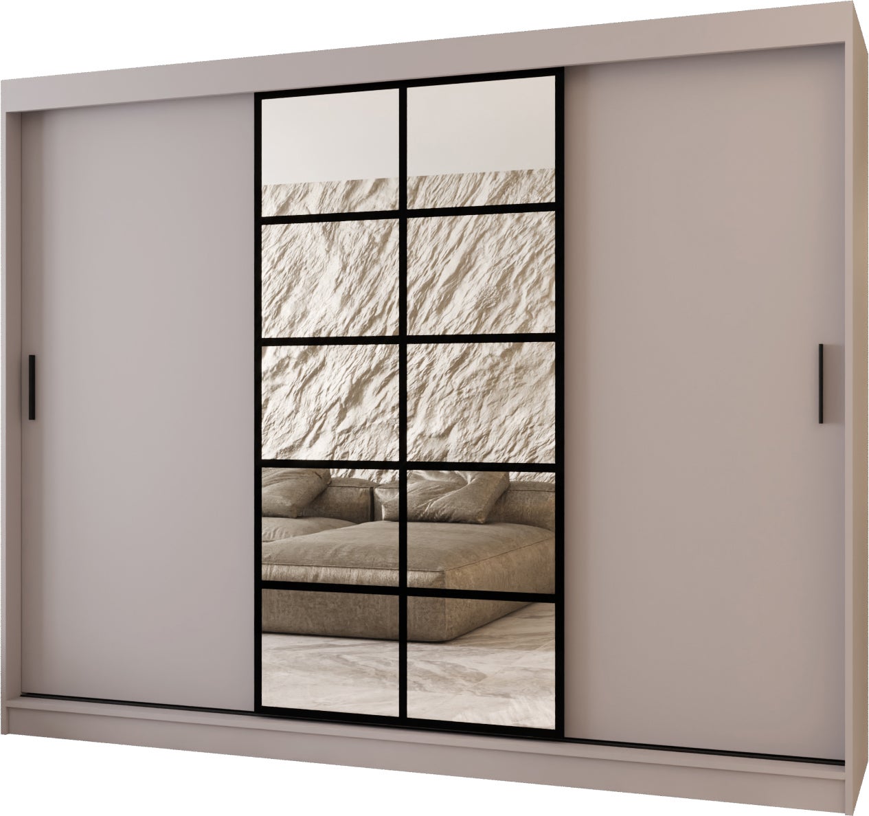 Szafa przesuwna z lustrem ORLANDO 250 x 62 x 200 kaszmir + u. czarny