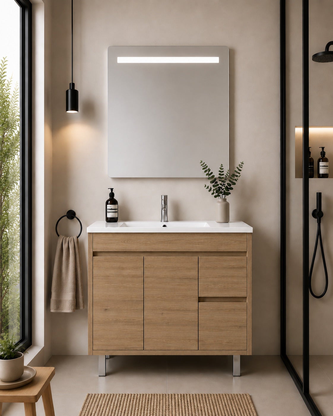 Szafka łazienkowa z umywalką ORIGENBATH ISQUIA bez lustra 100x40 cm estepa