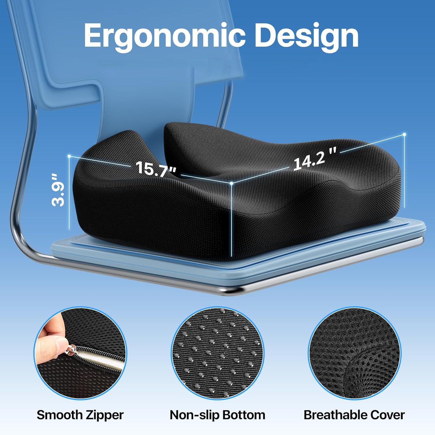 Poduszka na siedzenie, poduszka na krzesło biurowe, poduszka z pianki memory extra large, ergonomiczna poduszka pod plecy dla złagodzenia