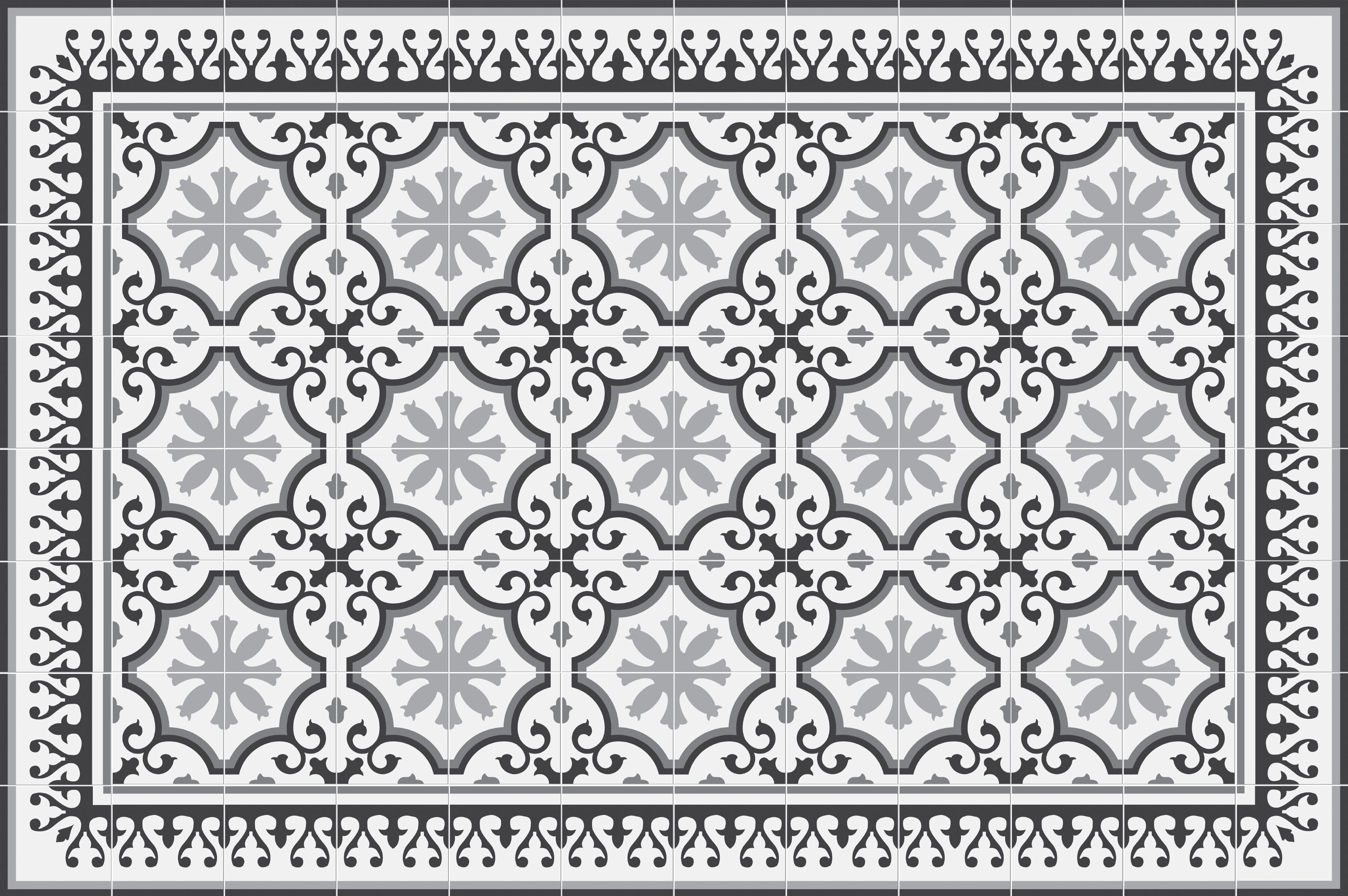 Dywan winylowy Parisian 133x200 cm - antypoślizgowy PVC, winylowy do kuchni lub salonu, zmywalny, styl hydrauliczny, szary