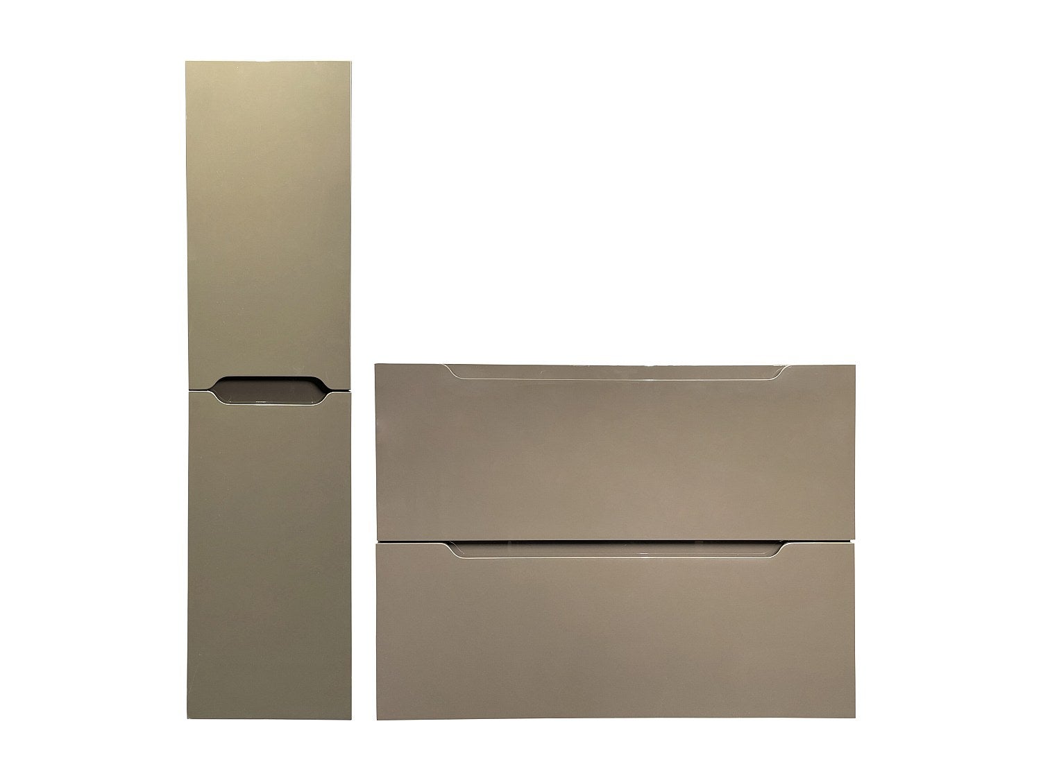 Szafka pojedyncza umywalka wisząca ze słupkiem - Kolor taupe - 80 cm - STEFANIE