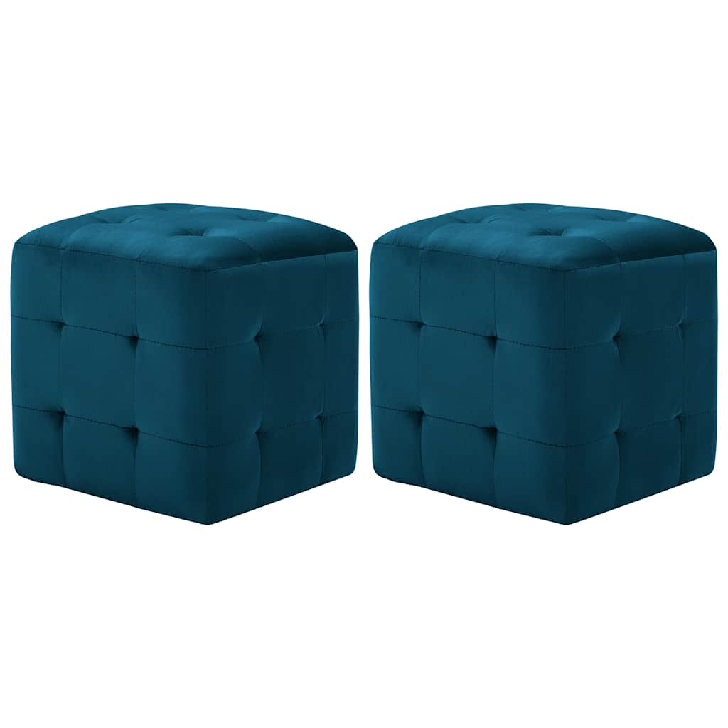 2x Pufa Welurowa Niebieska 30x30x30 cm do Salonu