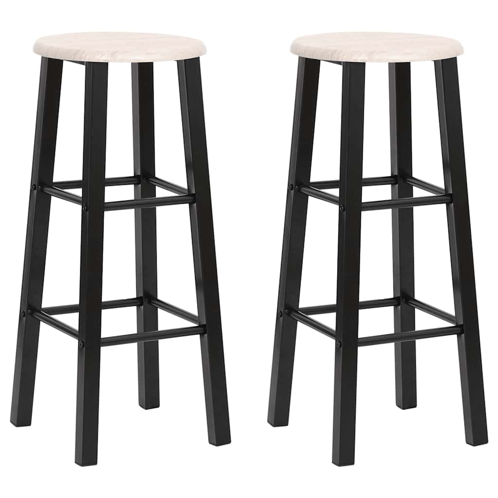 2x Hoker Metalowy Czarny do Kuchni i Wyspy z Siedziskiem MDF