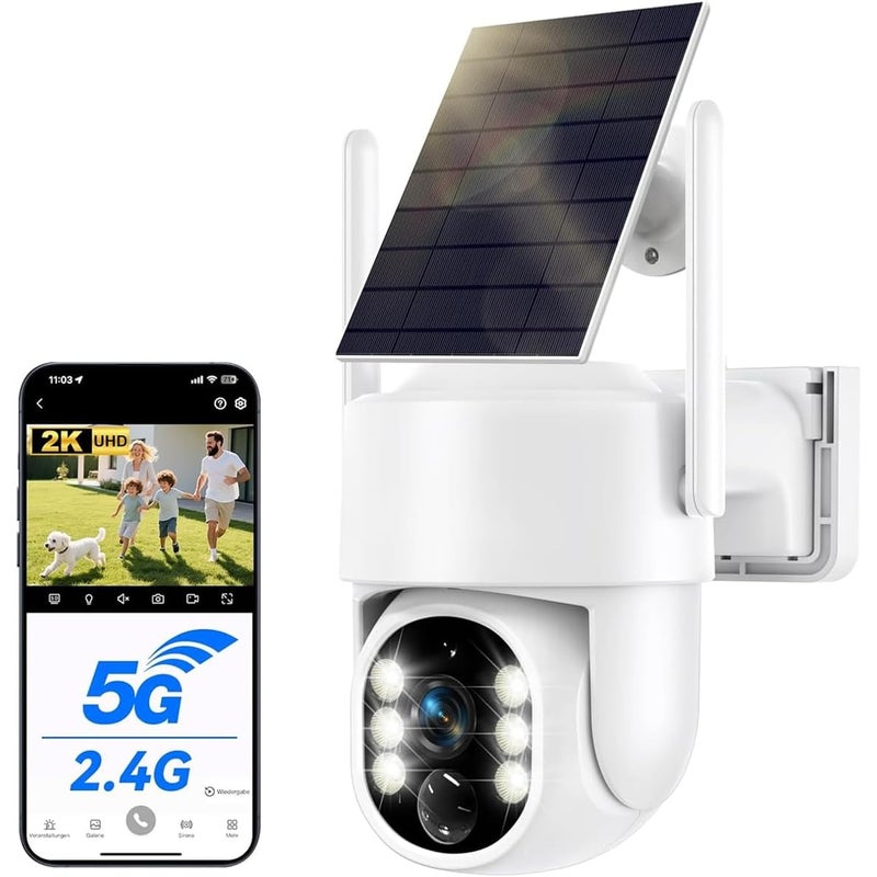 Bezprzewodowa kamera monitorująca WiFi 2,5K 4MP z panelem słonecznym 5 W, rozdzielczością 2K QHD, baterią 8000 mAh, Wi-Fi 2,4G i 5 GHz