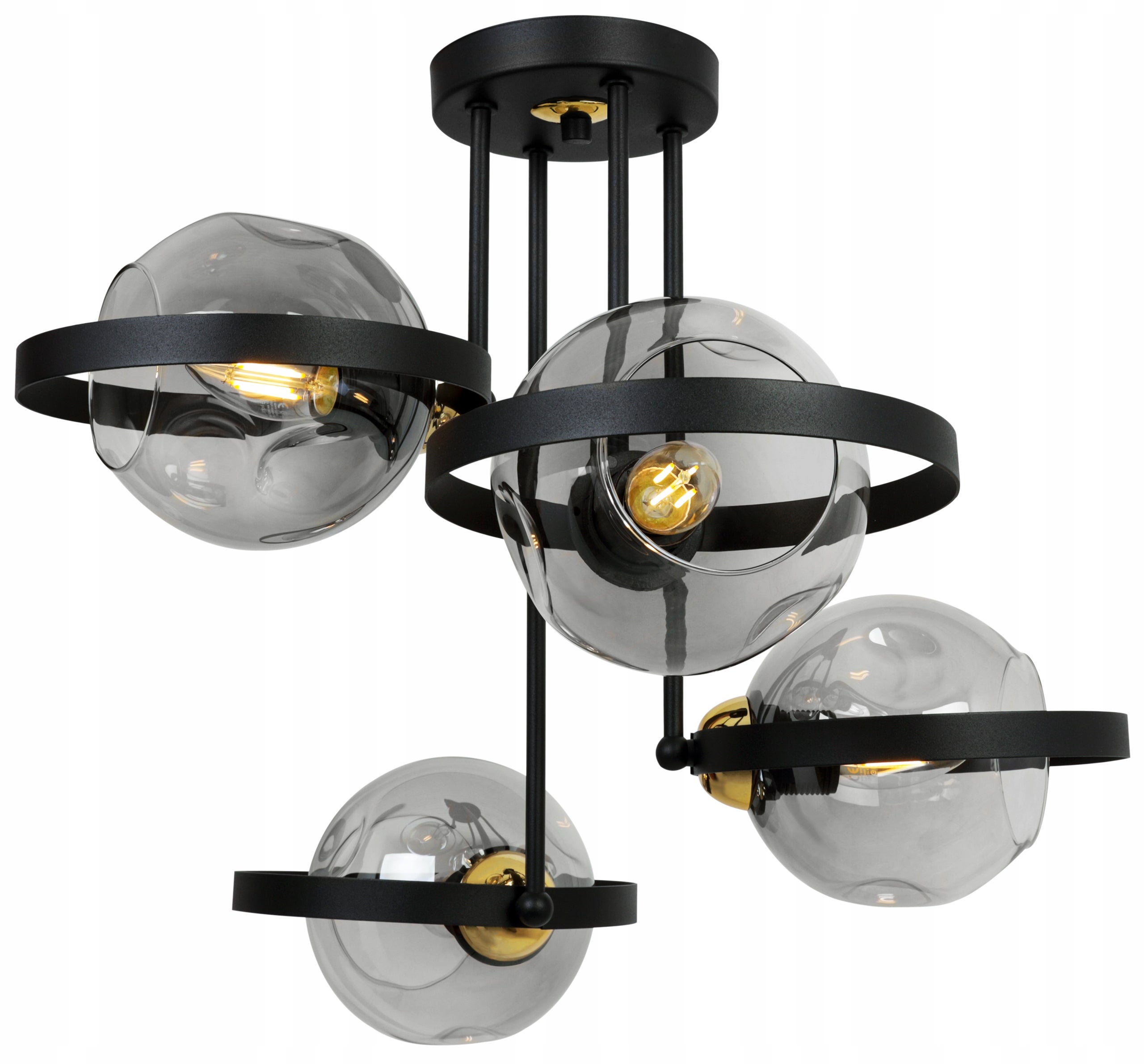 Lampa sufitowa wisząca Light Home LH Ring Rio 4x E27 abażur kule grafitowe nowoczesna