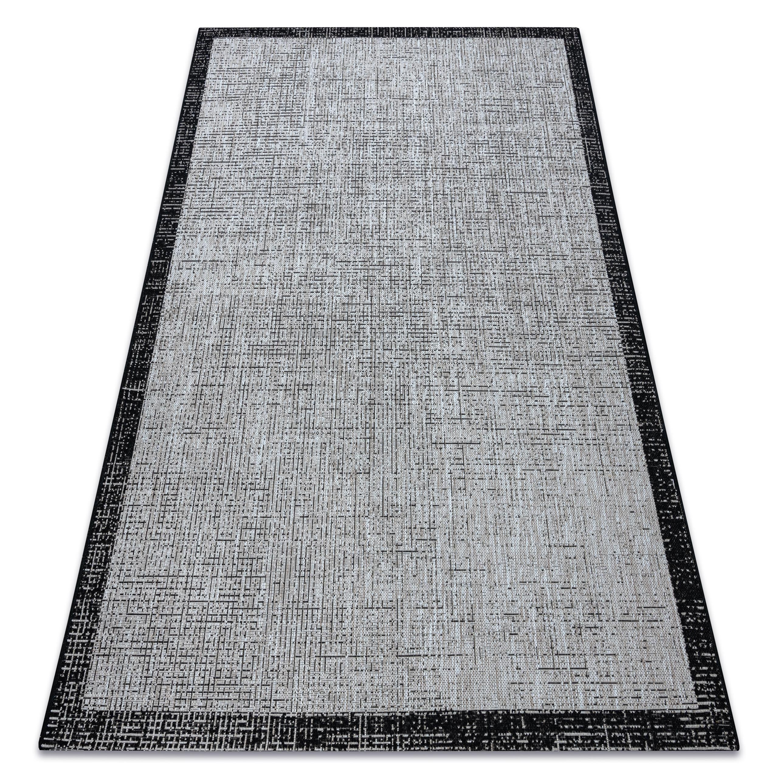 DYWAN SZNURKOWY SIZAL FLOORLUX 20401 Ramka srebrny / czarny 240x330 cm