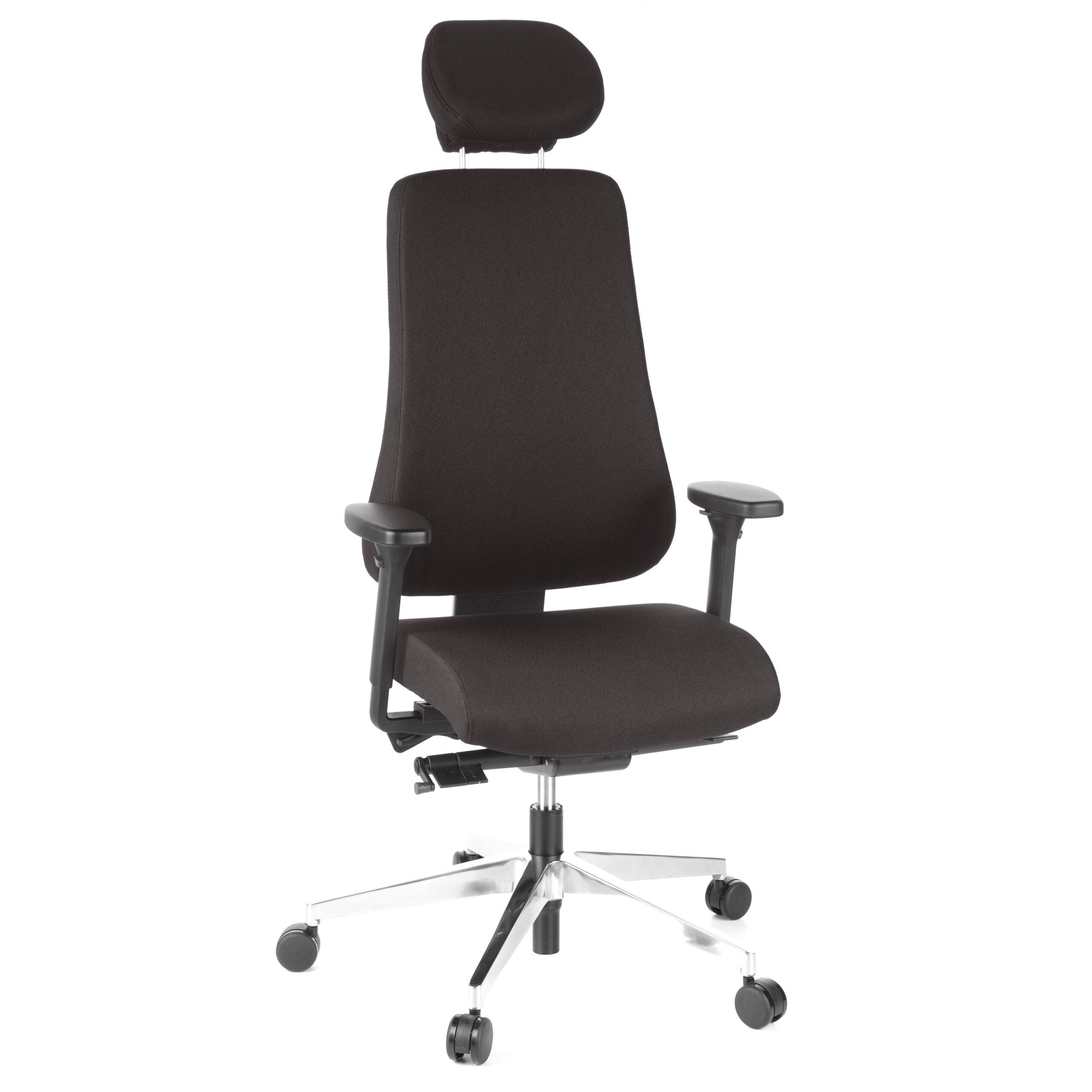Krzesło biurowe / krzesło wykonawcze PRO-TEC 400 tkanina czarne aluminium polerowane hjh OFFICE