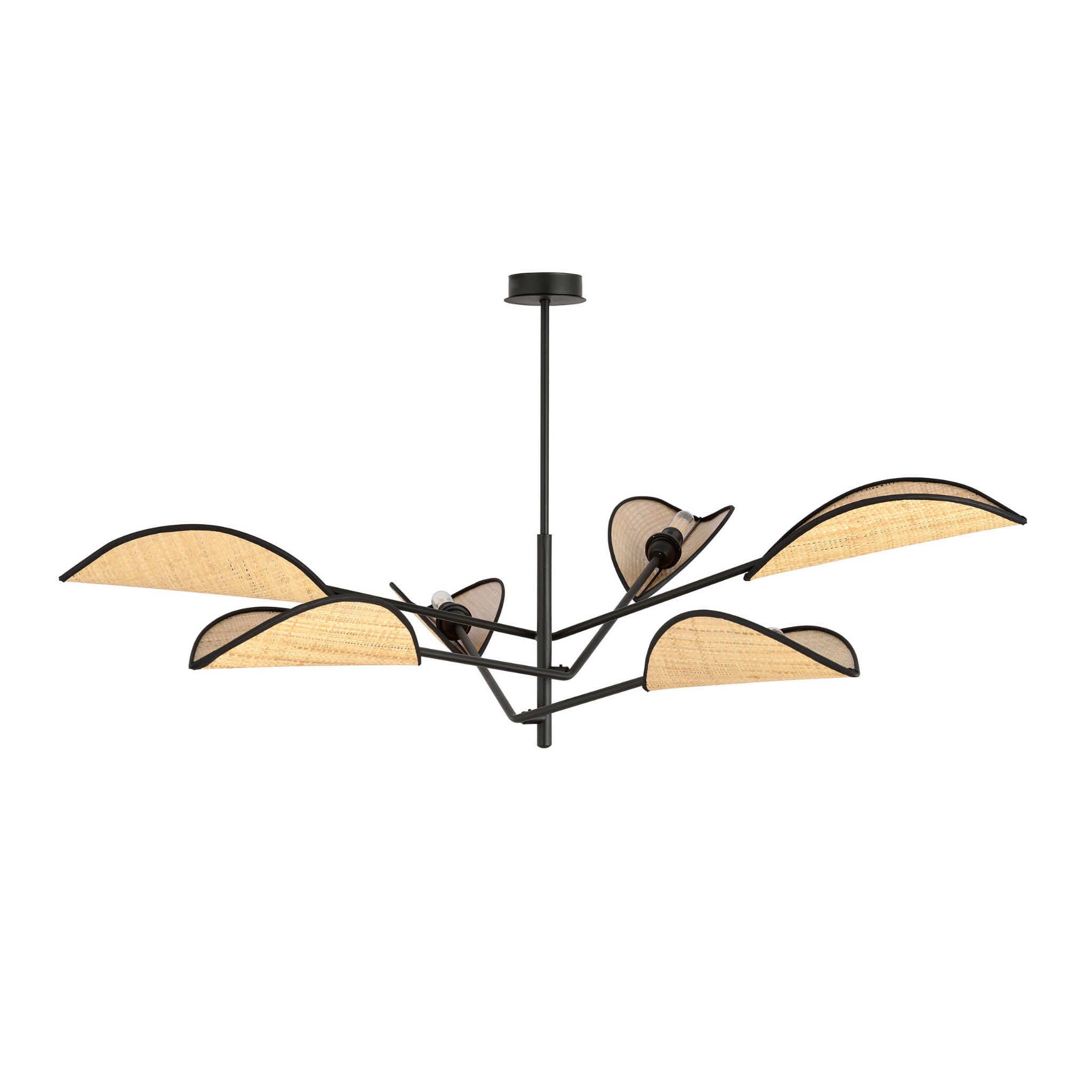 Żyrandol Emibig 6xE14 40W VENE 6 BLACK/RATTAN 1160/6