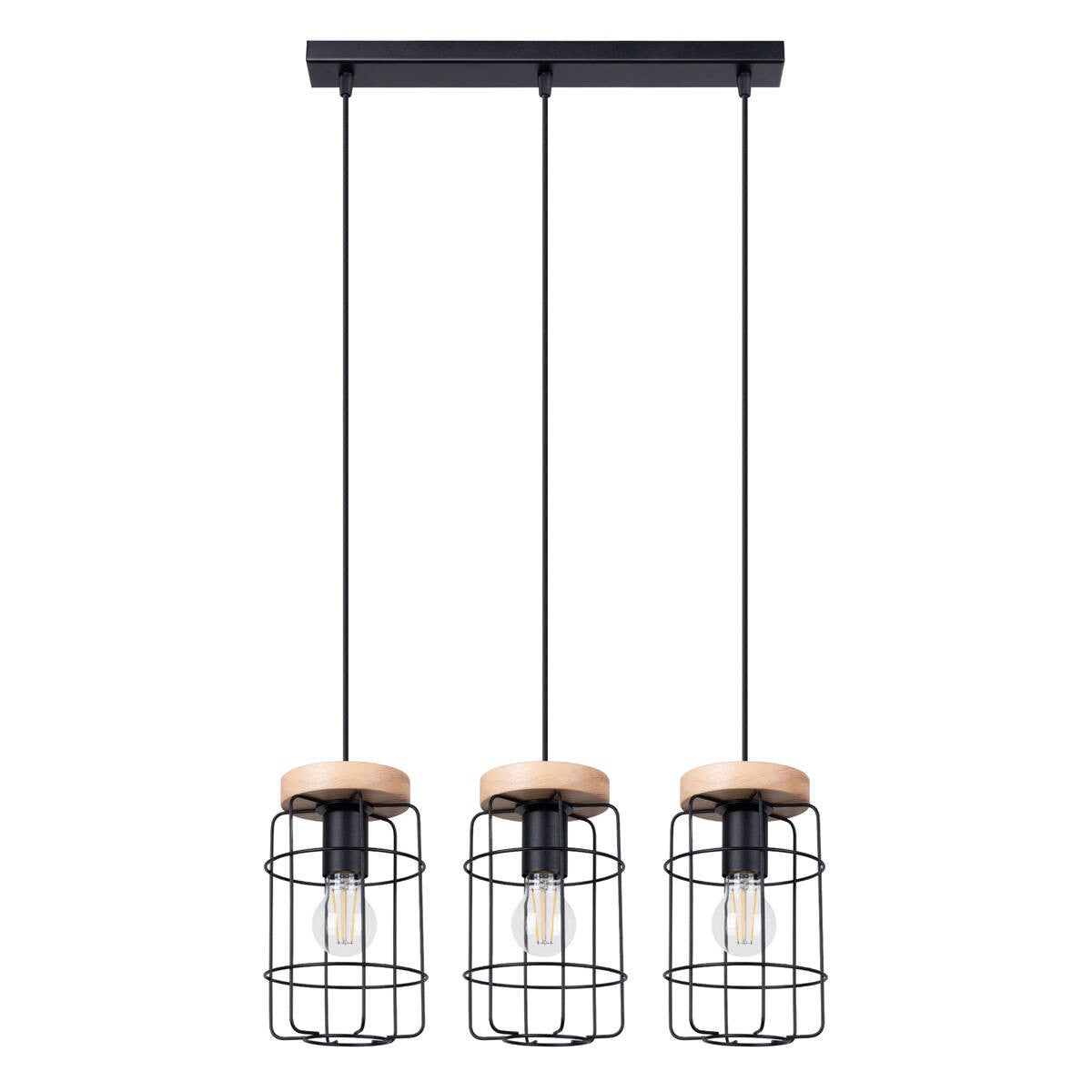 Lampa wisząca z czarnym koszykiem potrójna GOTTO L 3xE27 15W SL.1264 Sollux Lighting