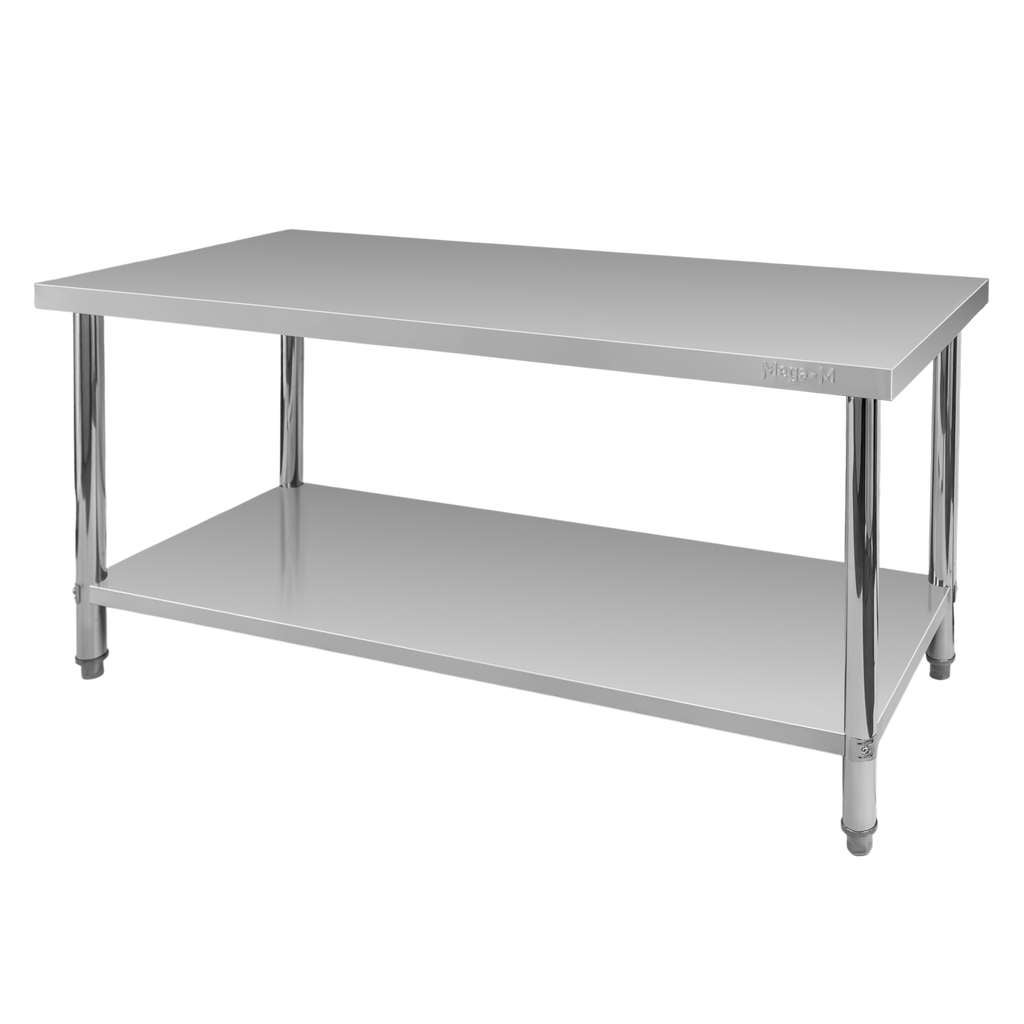 Stół gastronomiczny ze stali nierdzewnej Mega-M X Standard kuchenny centralny z półką 160x60x85cm