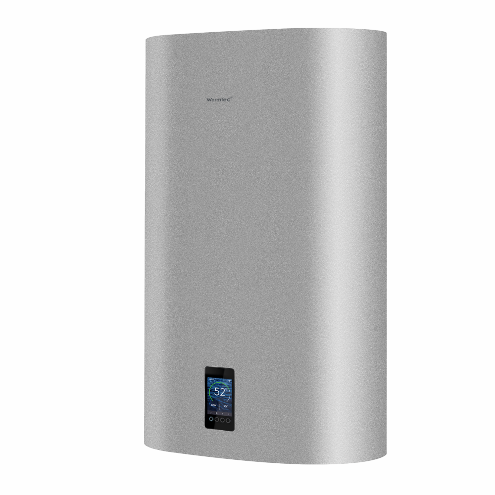 Bojler elektryczny 80l Wi-Fi pionowy/poziomy srebrny pojemnościowy kolorowy wyświetlacz Warmtec BPC80