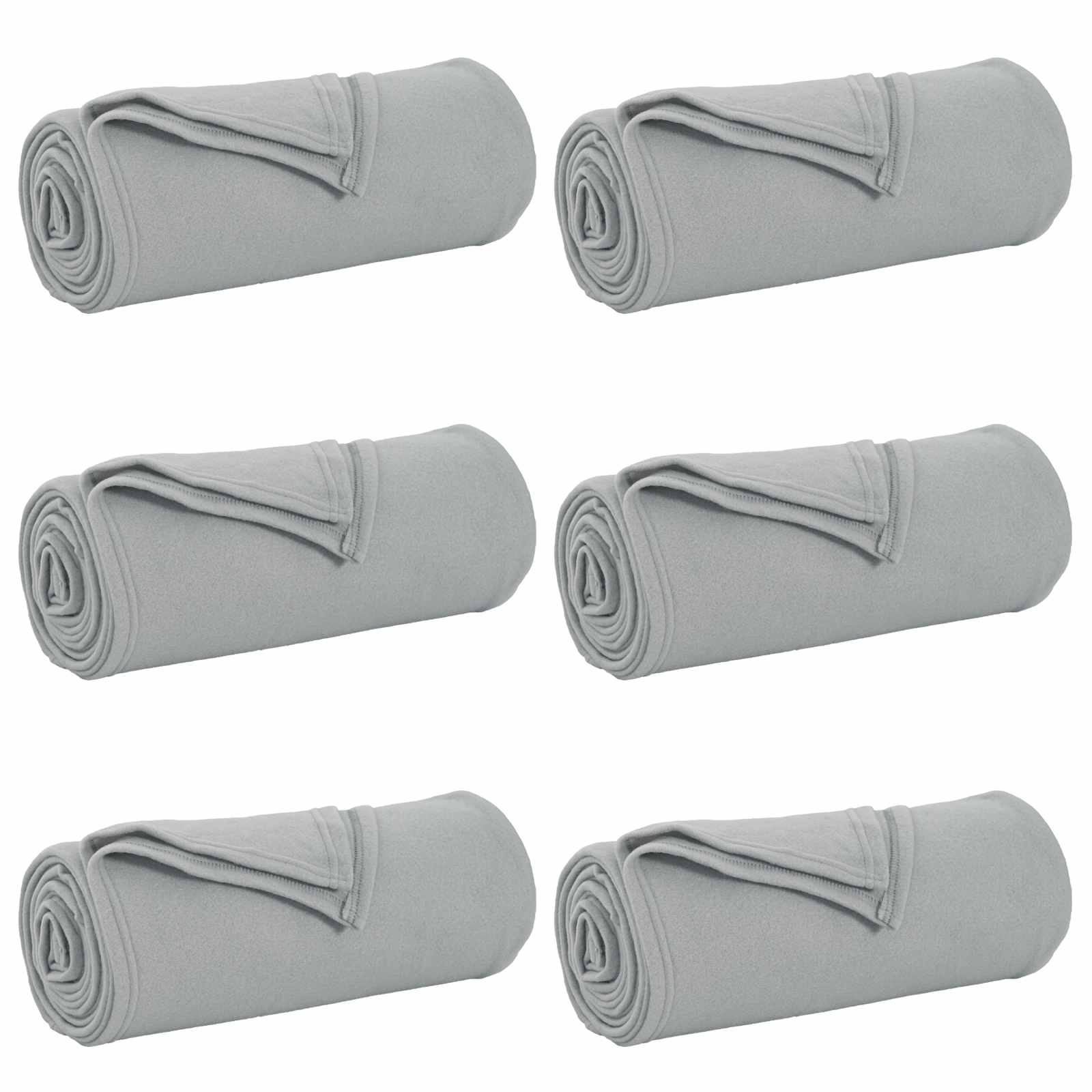 6x Koc Polarowy Narzuta na Łóżko 220x240 cm 140 g/m² Szary