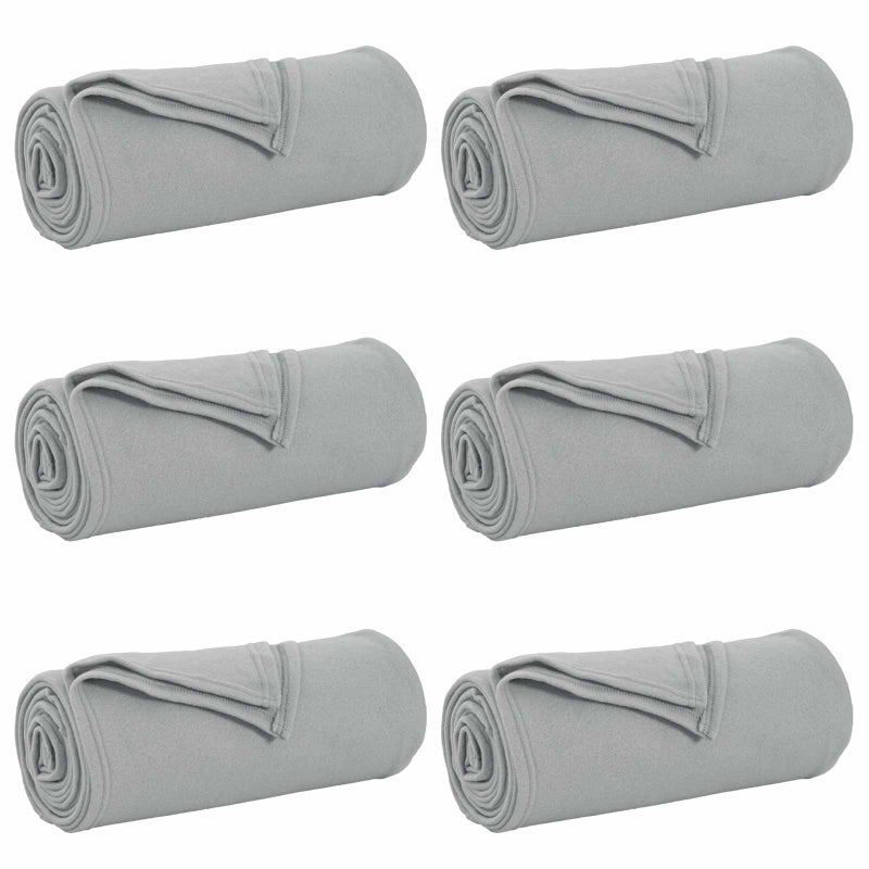 6x Koc Polarowy Narzuta na Łóżko 220x240 cm 140 g/m² Szary
