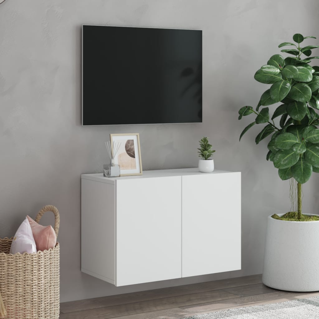 Ścienna szafka TV, biała, 60x30x41 cm