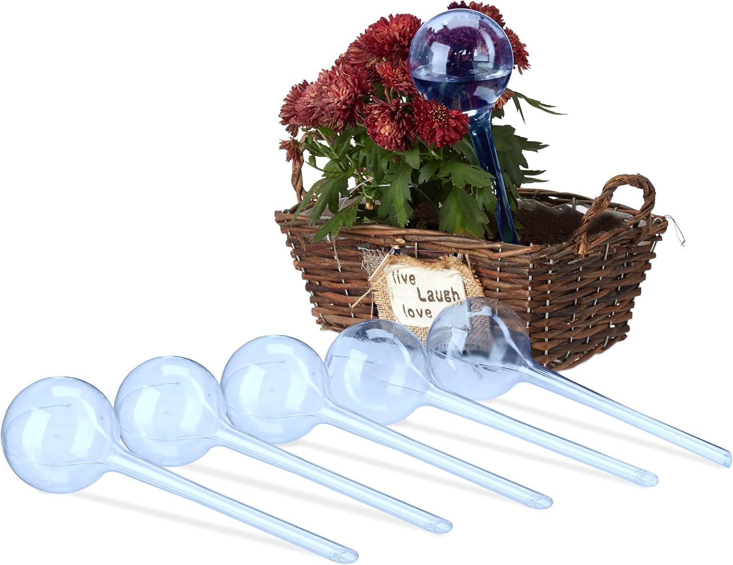 Konewka do roślin, zestaw 6 szt., pojemność: 250 ml, plastik, wys. x gł. 28 x 8 cm, kolor niebieski