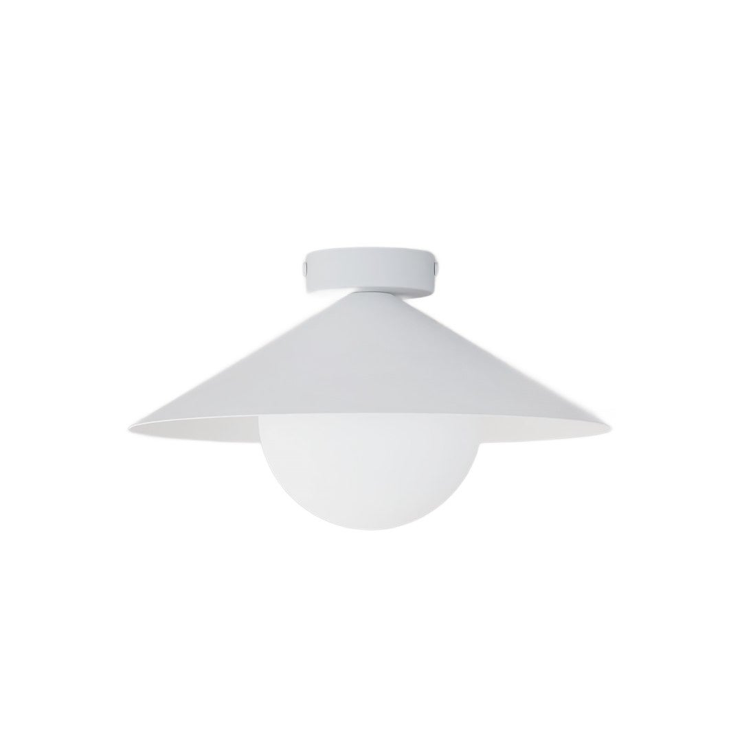 Lampa sufitowa minimalistyczna biała szklana kula stożek fi30cm 1xE14 10W MONO Emibig