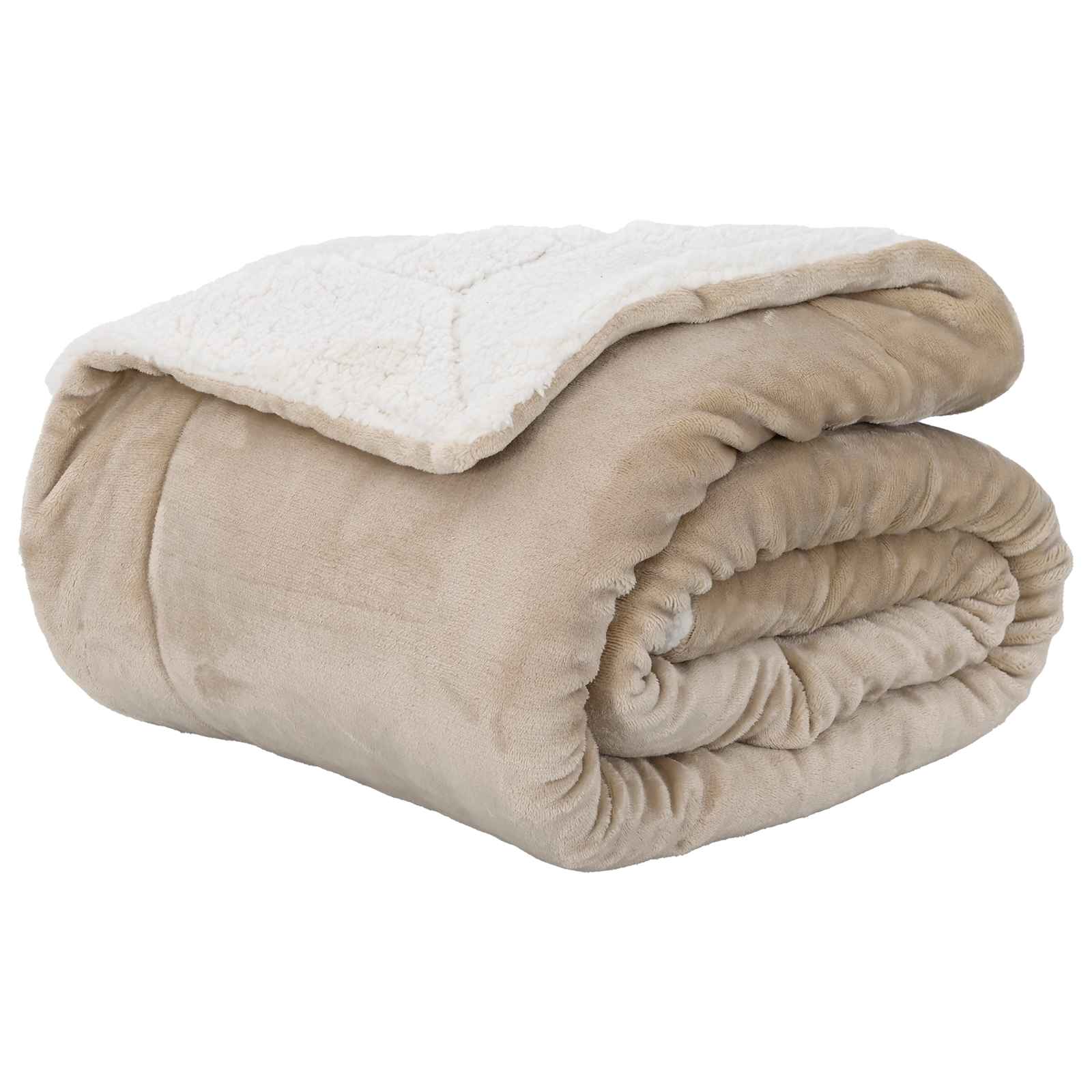Koc Polarowy Narzuta na Łóżko 240x270 cm 480 g/m² Beżowy