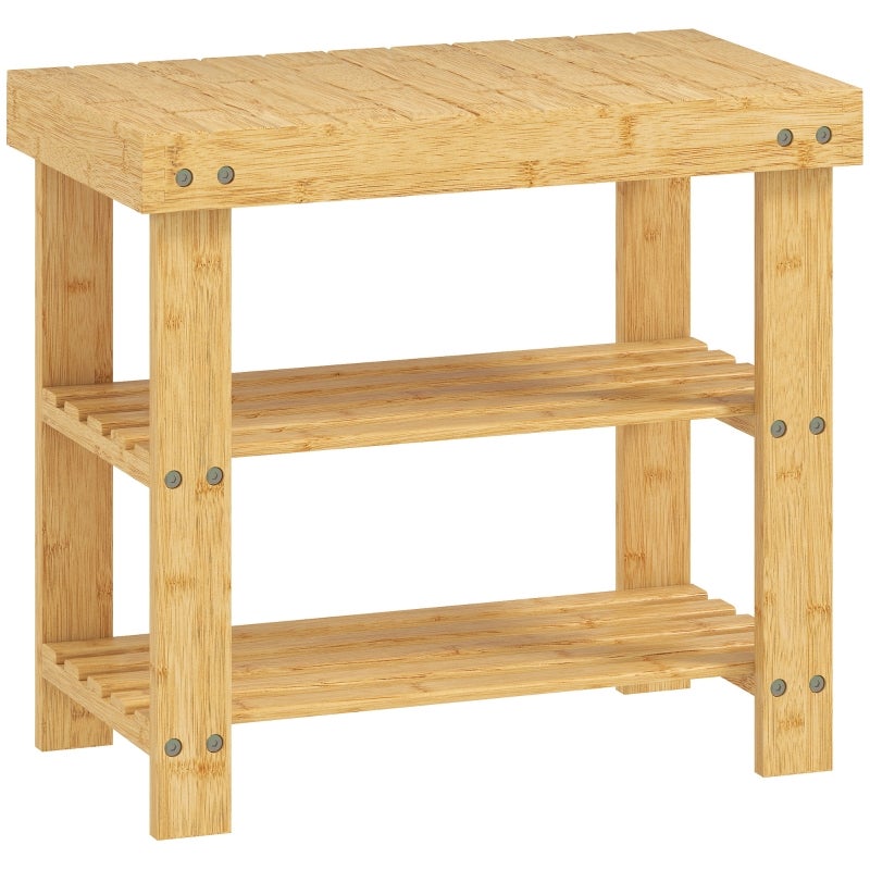Szafka na buty 50 x 28 x 45 cm, z miejscem do przechowywania, w wykończeniu naturalnego drewna, naturalne drewno oraz bambus