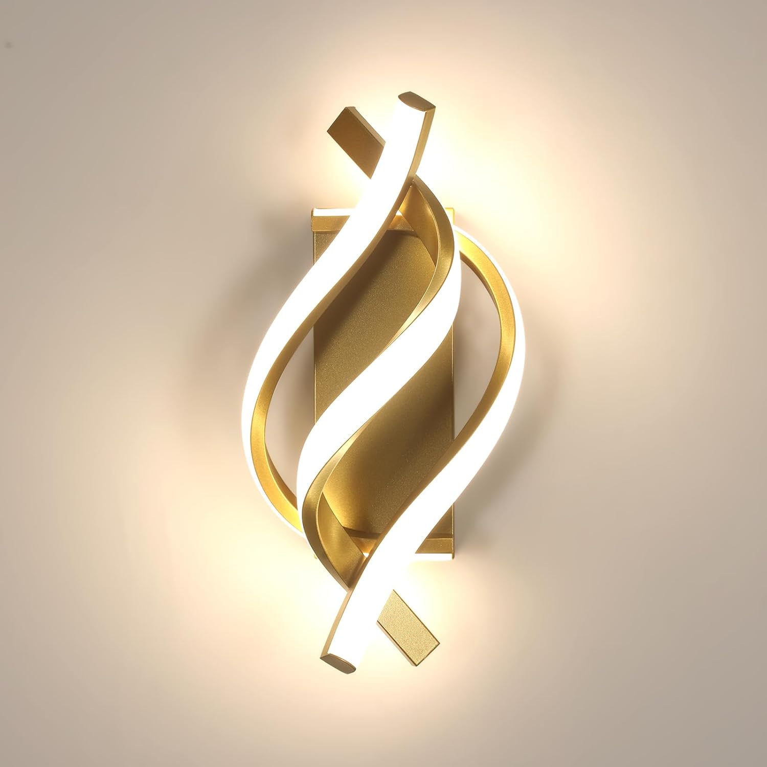 Kinkiet wewnętrzny LED o mocy 22 W i strumieniu świetlnym 2500 lm, nowoczesny złoty design, idealny do sypialni, salonu, przedpokoju, klatki schodo