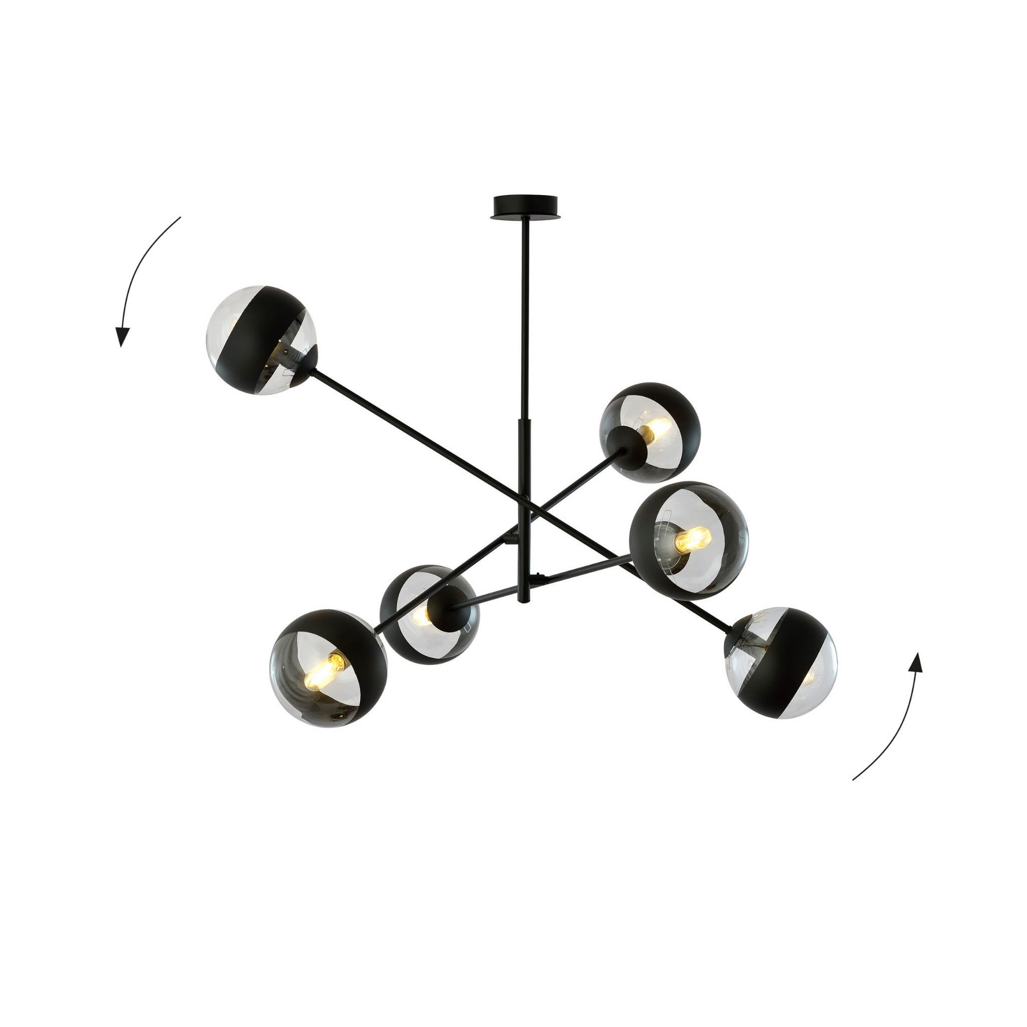 Żyrandol Emibig 6xE14 40W LINEAR 6 BLACK/STRIPE 1168/6