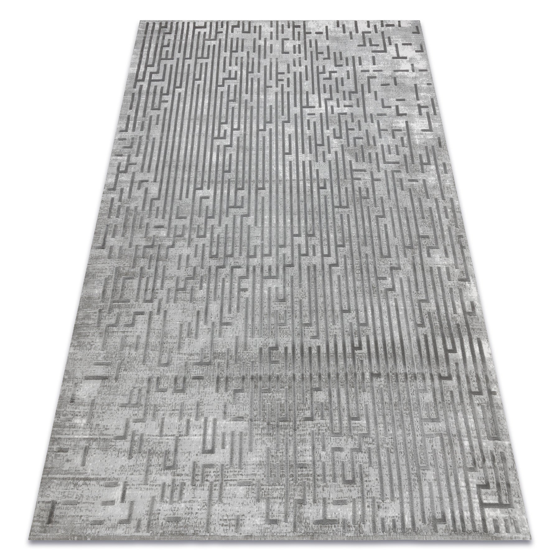 Dywan AKRYL VALS 3943 Przecierany labirynt szary 80x300 cm