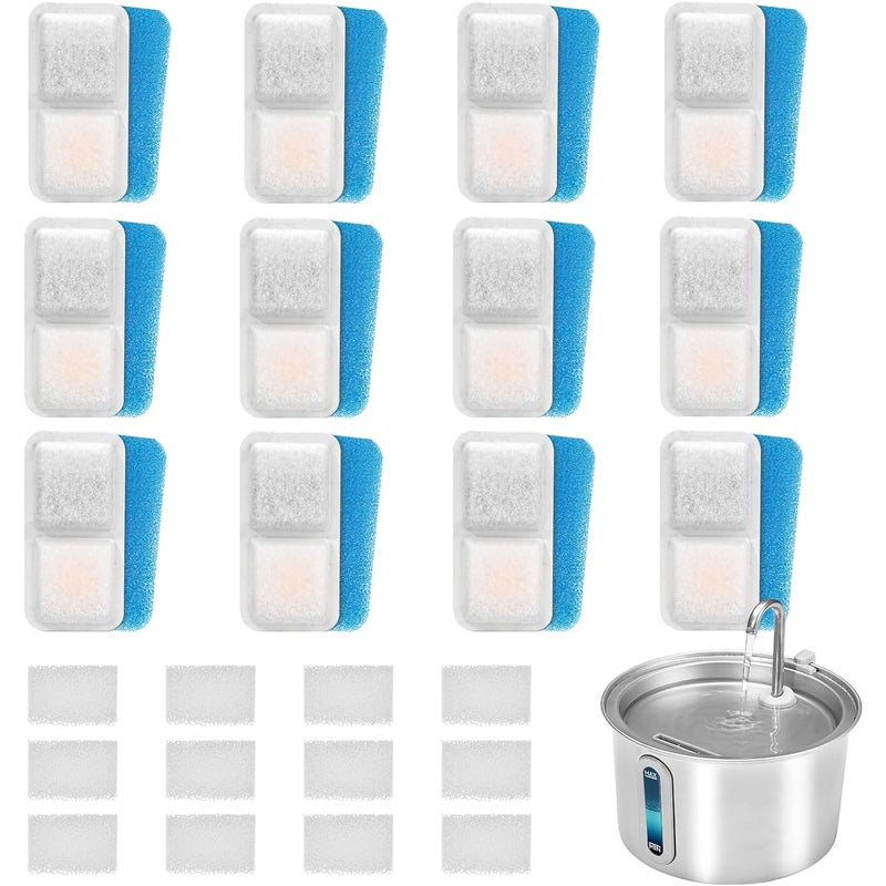 Filtr do fontanny dla kota, wymienny do fontanny 2L INOX, 3-warstwowa filtracja, węgiel i żywica
