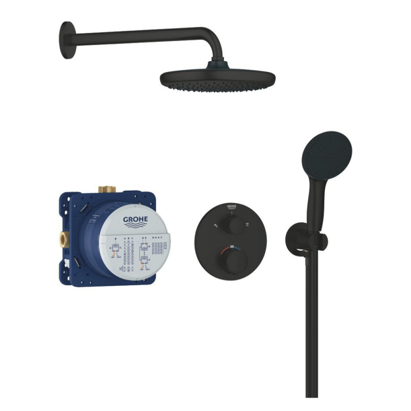 GROHE Vitalio Start Black termostatyczna kolumna prysznicowa podtynkowa