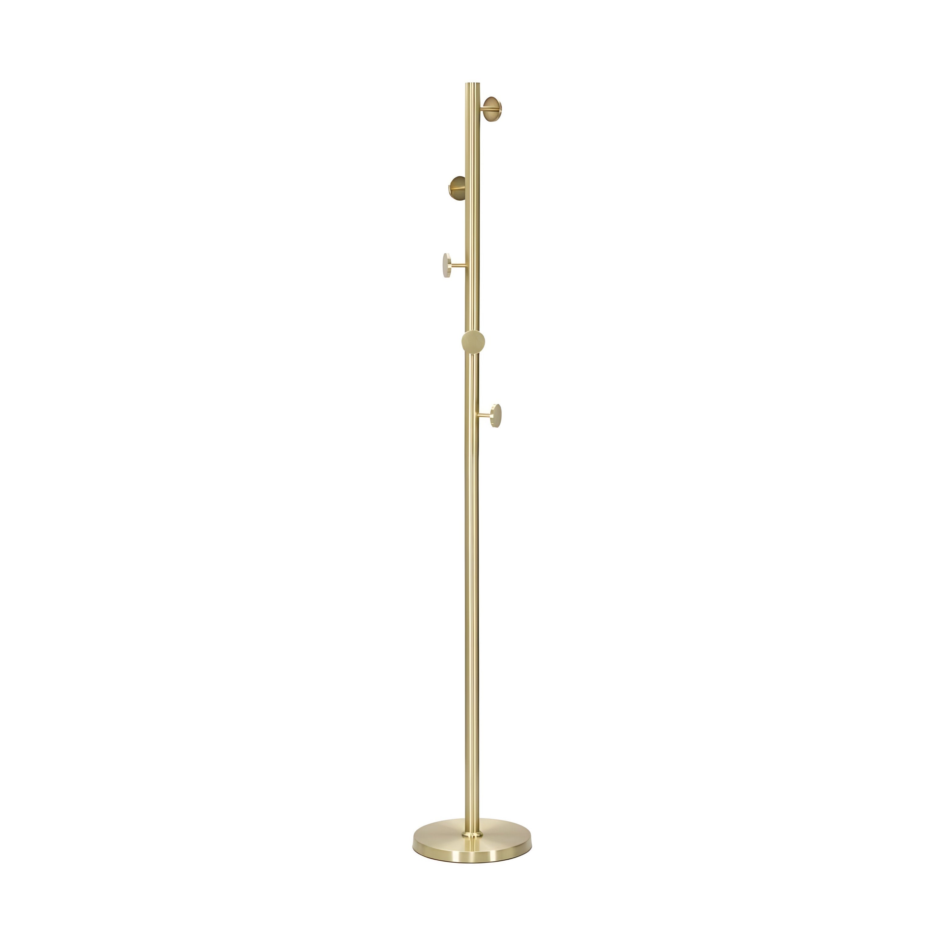 Wieszak na ubrania Glamy Gold – złoty metalowy stojak podłogowy z 5 gałkami, wysokość 190 cm – elegancki, nowoczesny design