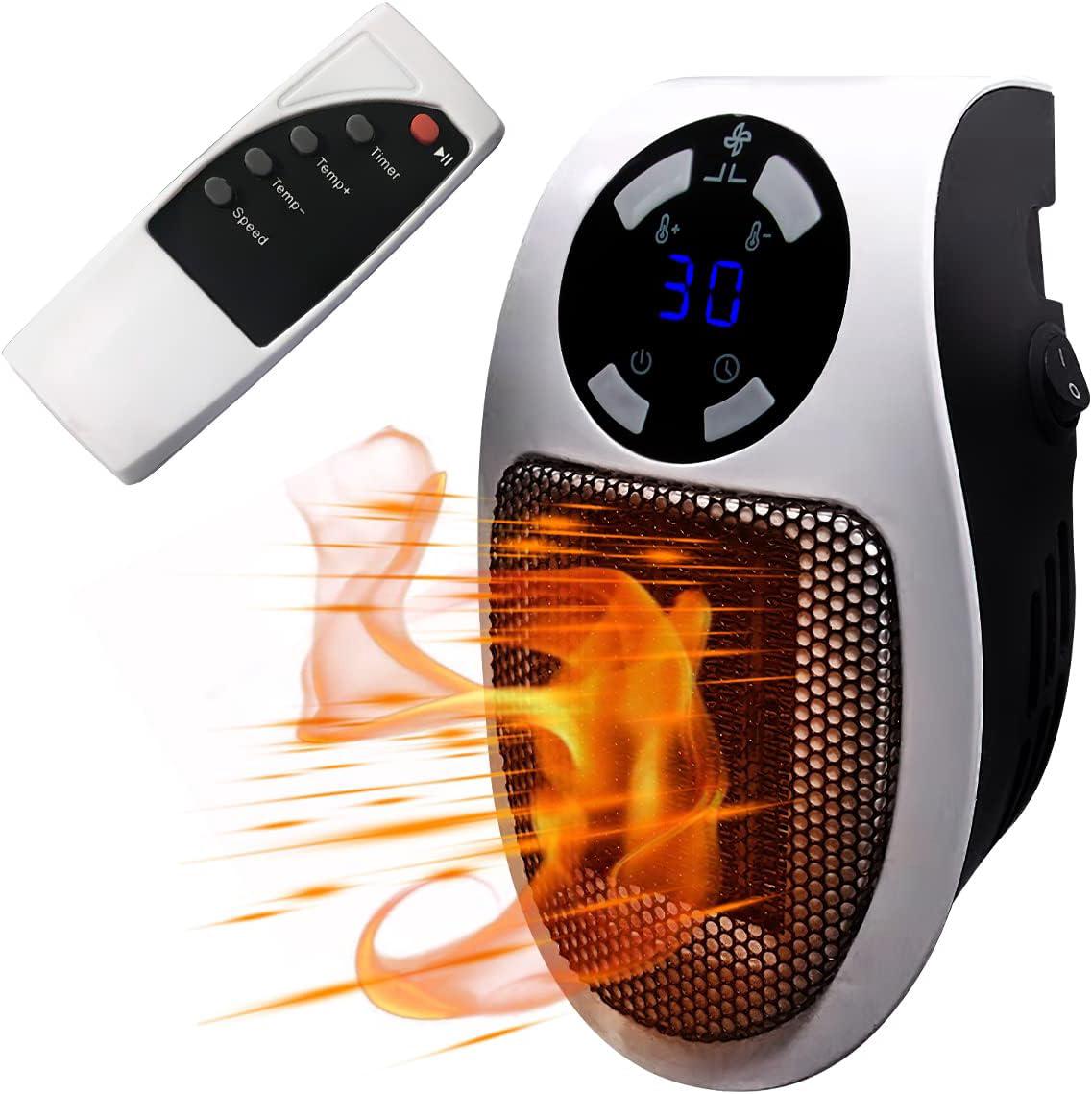 Hillylolly 500W mini Grzejnik Pomocniczy/Nawiewowy Ceramiczny, Cichy Grzejnik Nawiewowy, Ekonomiczne Ogrzewanie Elektryczne, do Łazienki, Sypialni