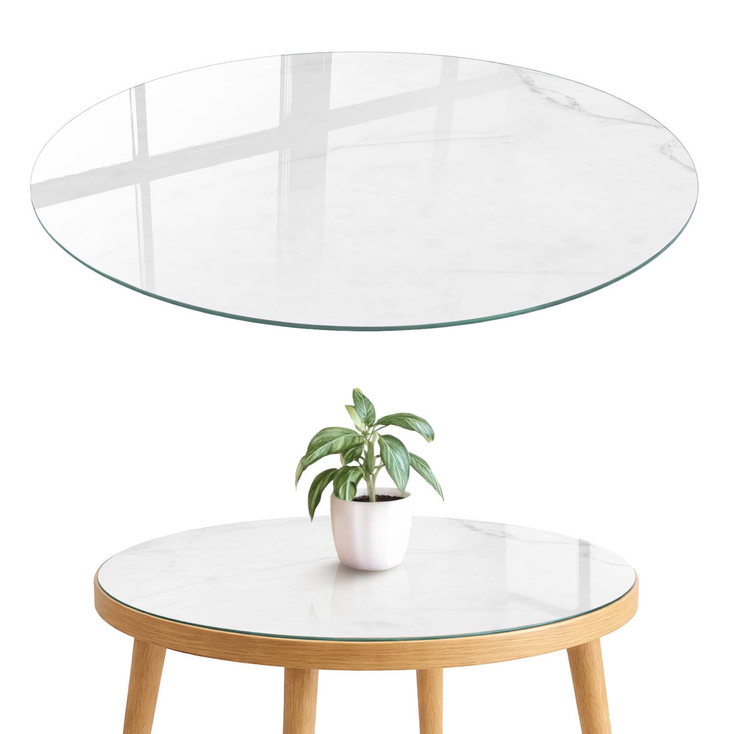 Blat szklany z grafiką i nadrukiem 4 mm - ochrona, dekoracja i metamorfoza mebli fi50 cm Biały marmur