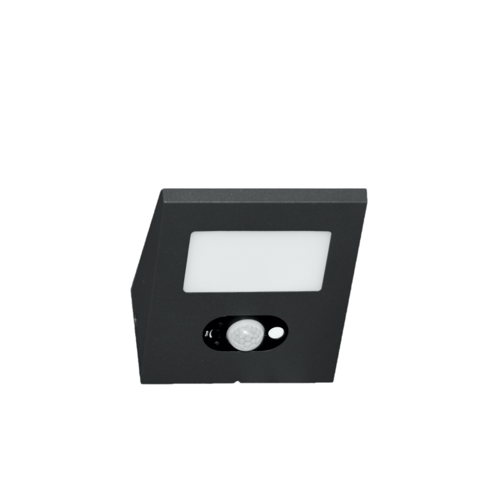 14,5 cm aluminiowy ścienny projektor solarny z czujnikiem, dioda LED 2,5 W 4000 K – czarny