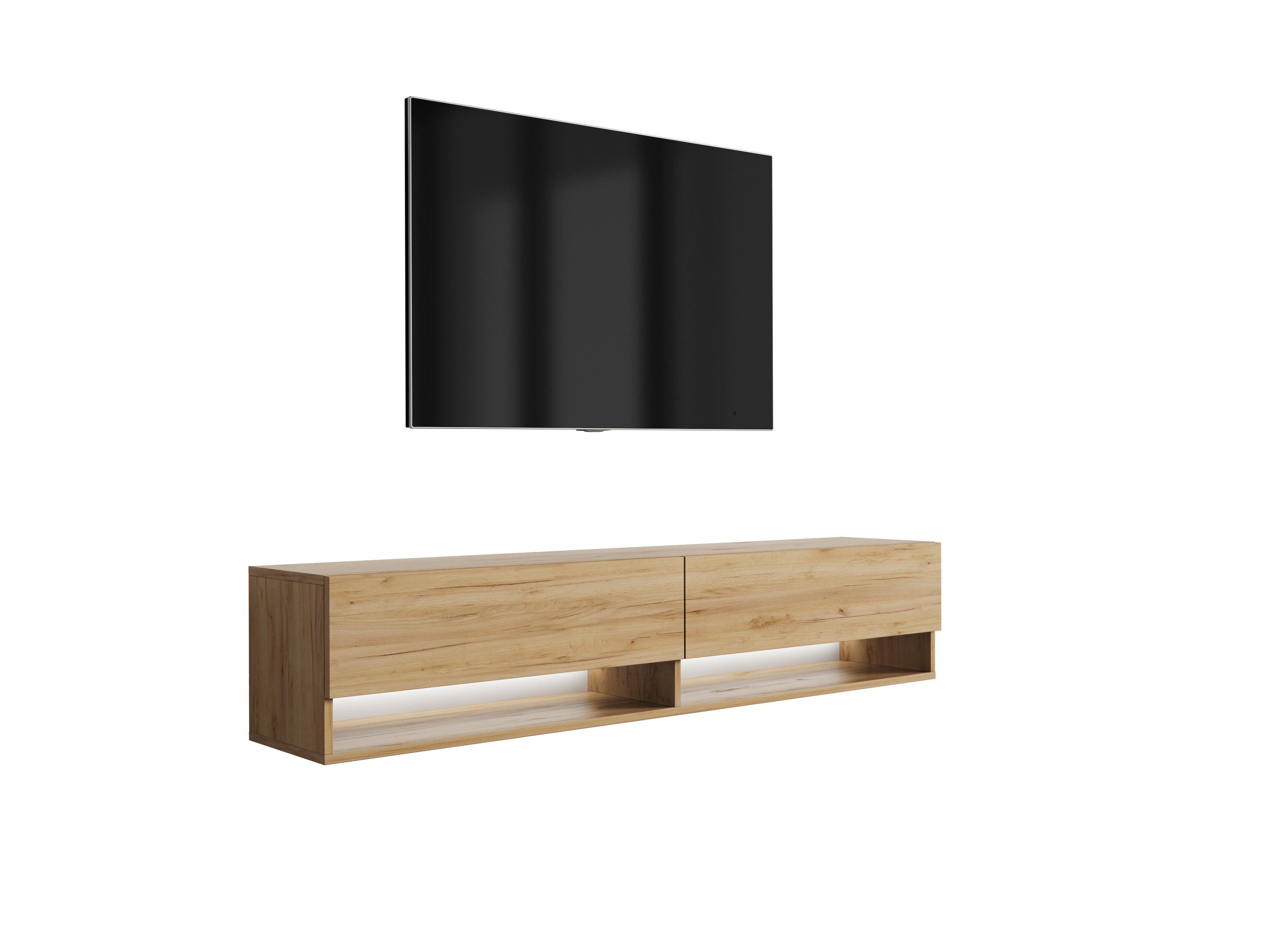 Szafka pod telewizor 170 cm Dąb Craft, LED biały, 170 × 32 × 34 cm
