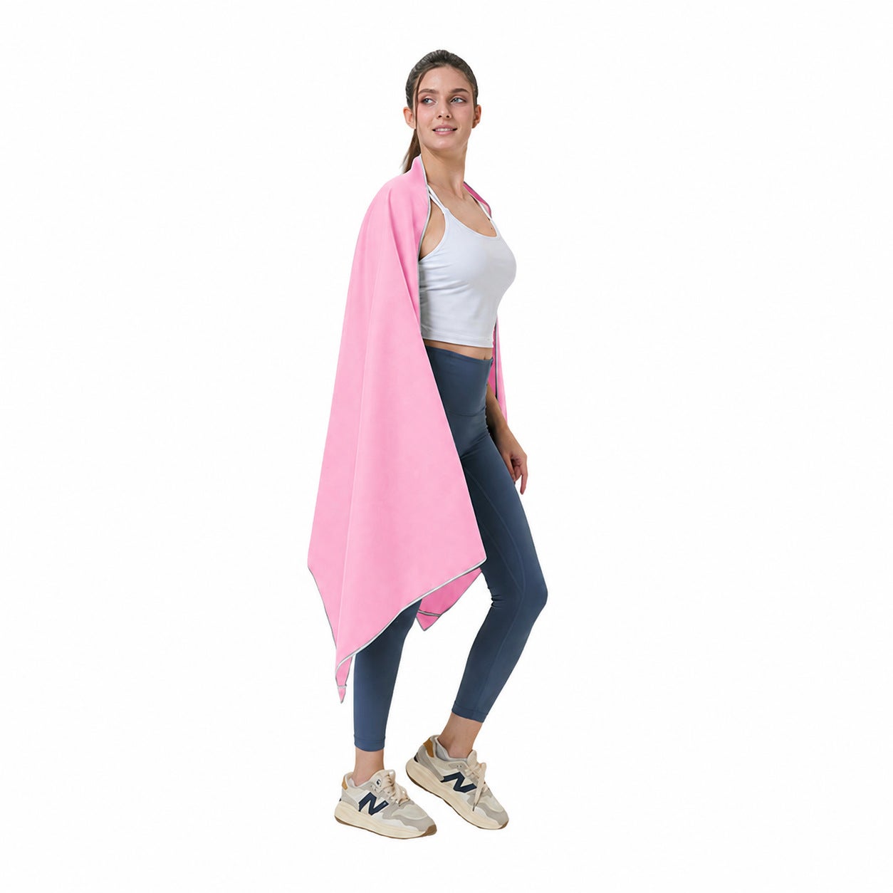 Rosa – Ręcznik plażowy z mikrofibry 76x190 cm z zamkiem magnetycznym, szybkoschnący, lekki i chłonny, idealny na plażę, do basenu, sauny i na sport