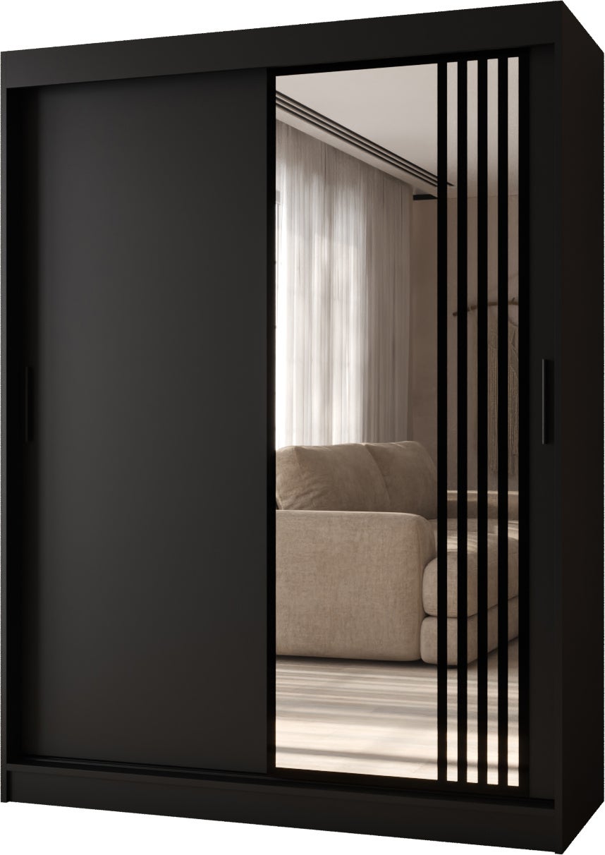 Szafa przesuwna z lustrem GLOSSY 150 x 62 x 200 czarny + u. czarny