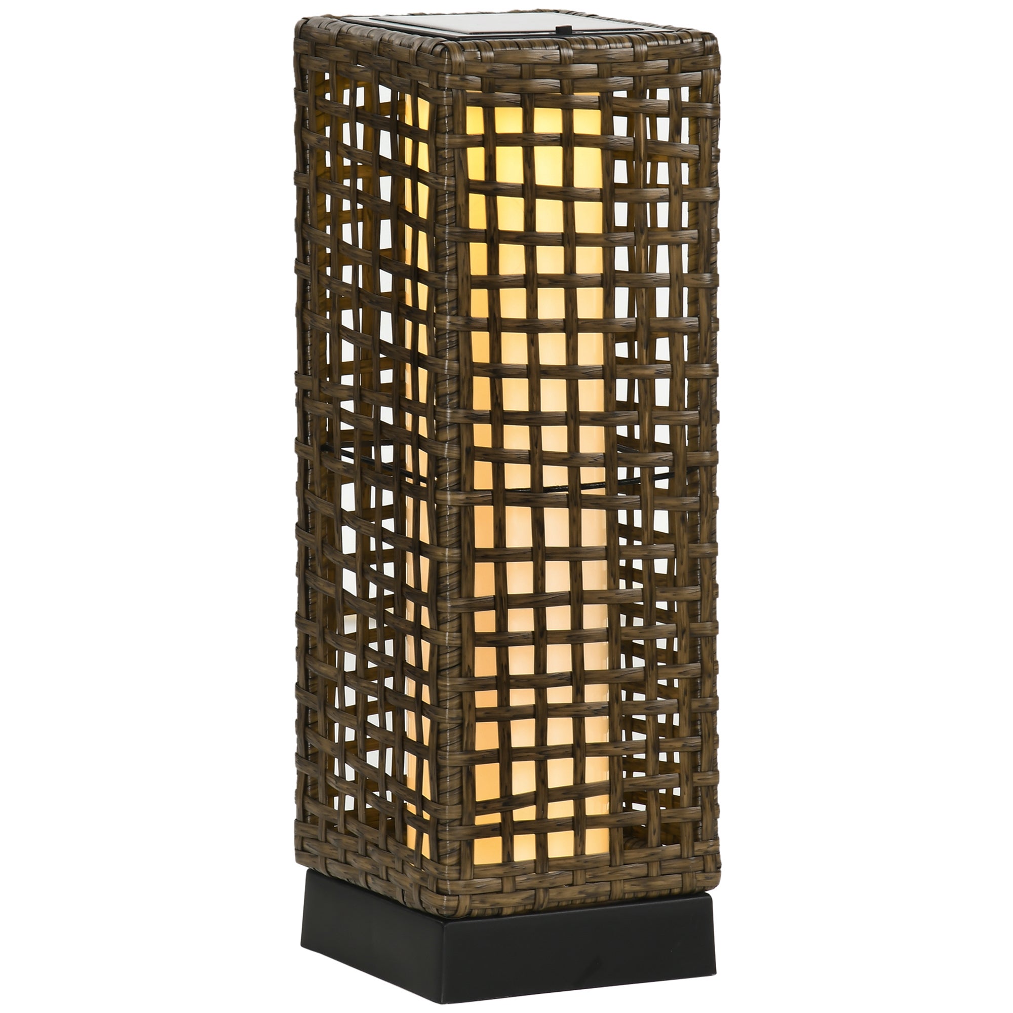 Lampa solarna ogrodowa z rattanu – 46 cm, czujnik zmierzchu i świtu, IP44, oświetlenie LED