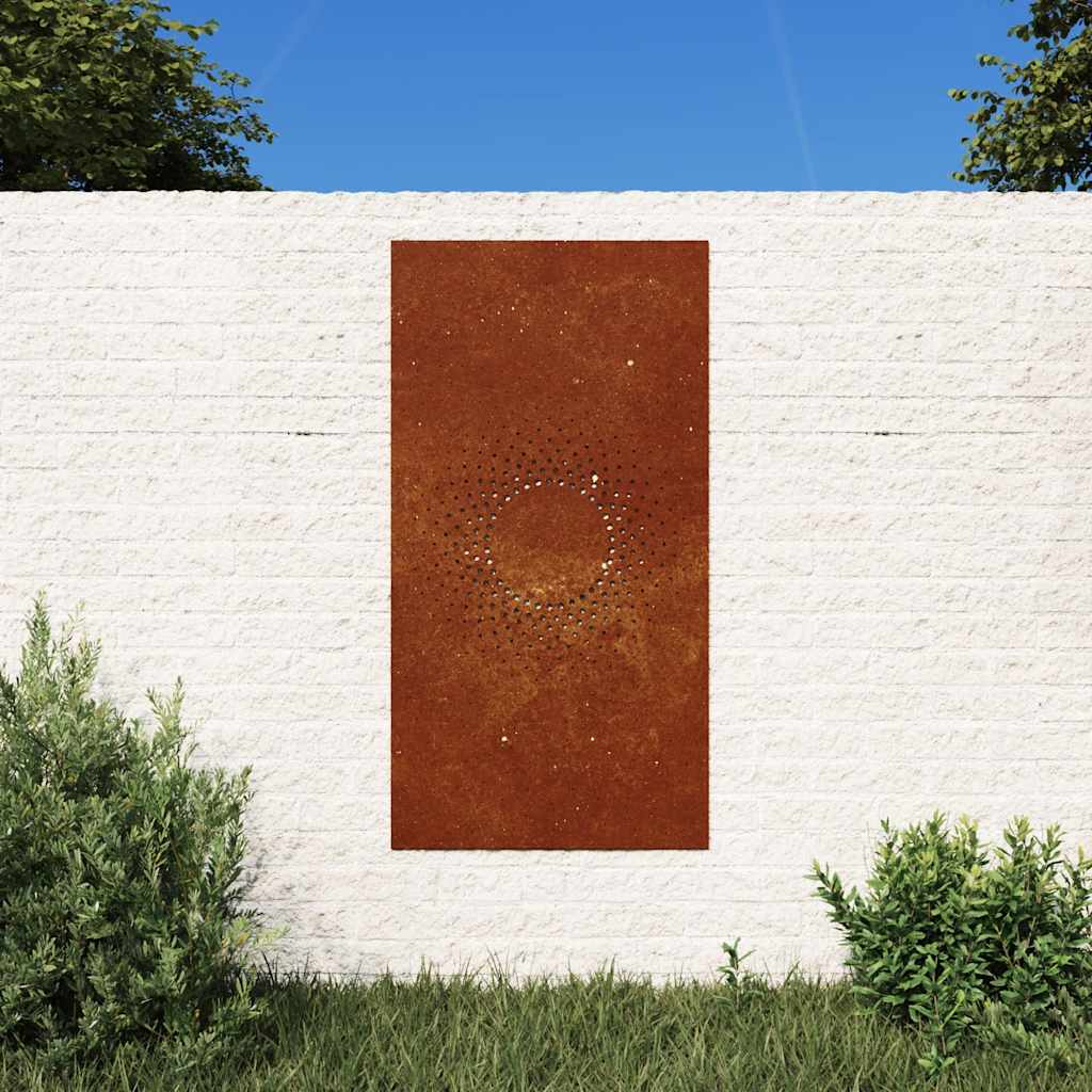 Ogrodowa dekoracja ścienna, 105x55 cm, stal kortenowska, słońce vidaXL