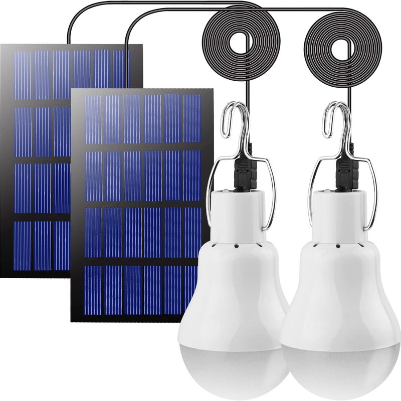 Zestaw 2 lamp solarnych zewnętrznych LED 3W, panel solarny 3m, latarnia kempingowa do namiotu, wędkowania i wędrówek