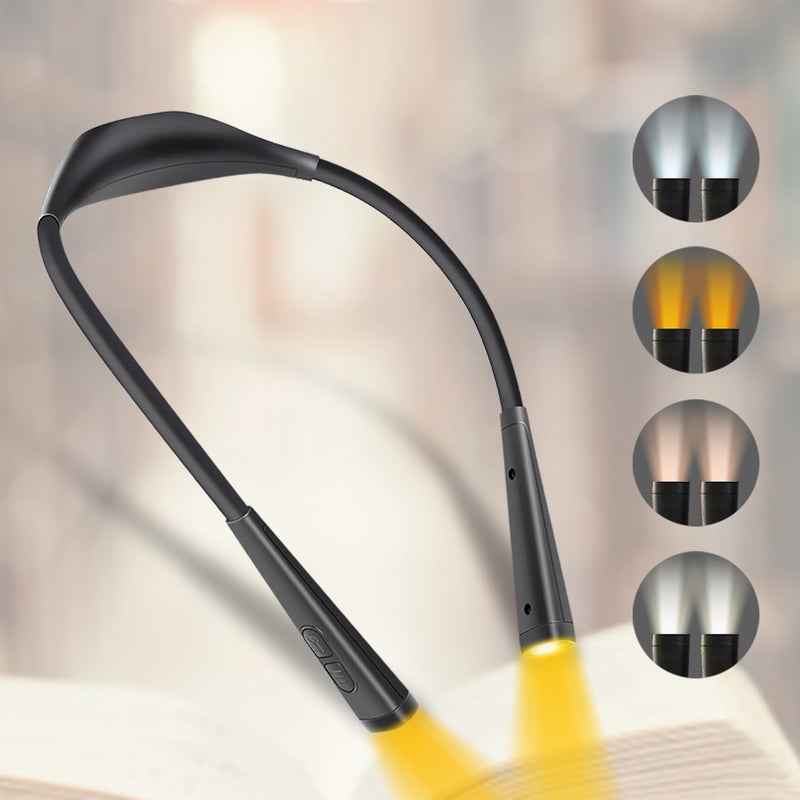 Lampka LED na szyję do czytania, idealna do czytania na kempingu i podczas nocnego biegania, lampka USB do nauki i ochrony oczu