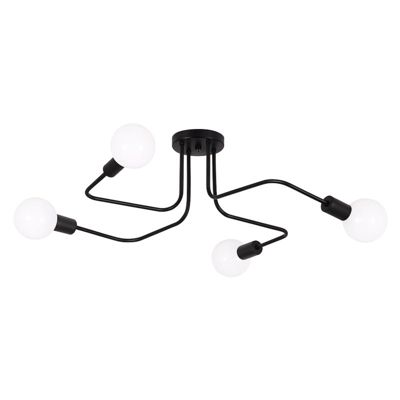 Lampa sufitowa wisząca 4x E27 Czarna LOFT GLAMOUR ozdobna dekoracyjna 4 punkty światła metalowa DESIGN - LEDHOFF