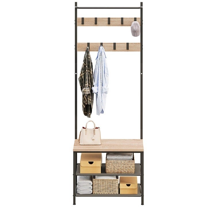 Wieszak na ubrania buty kurtki jasny brąz loft